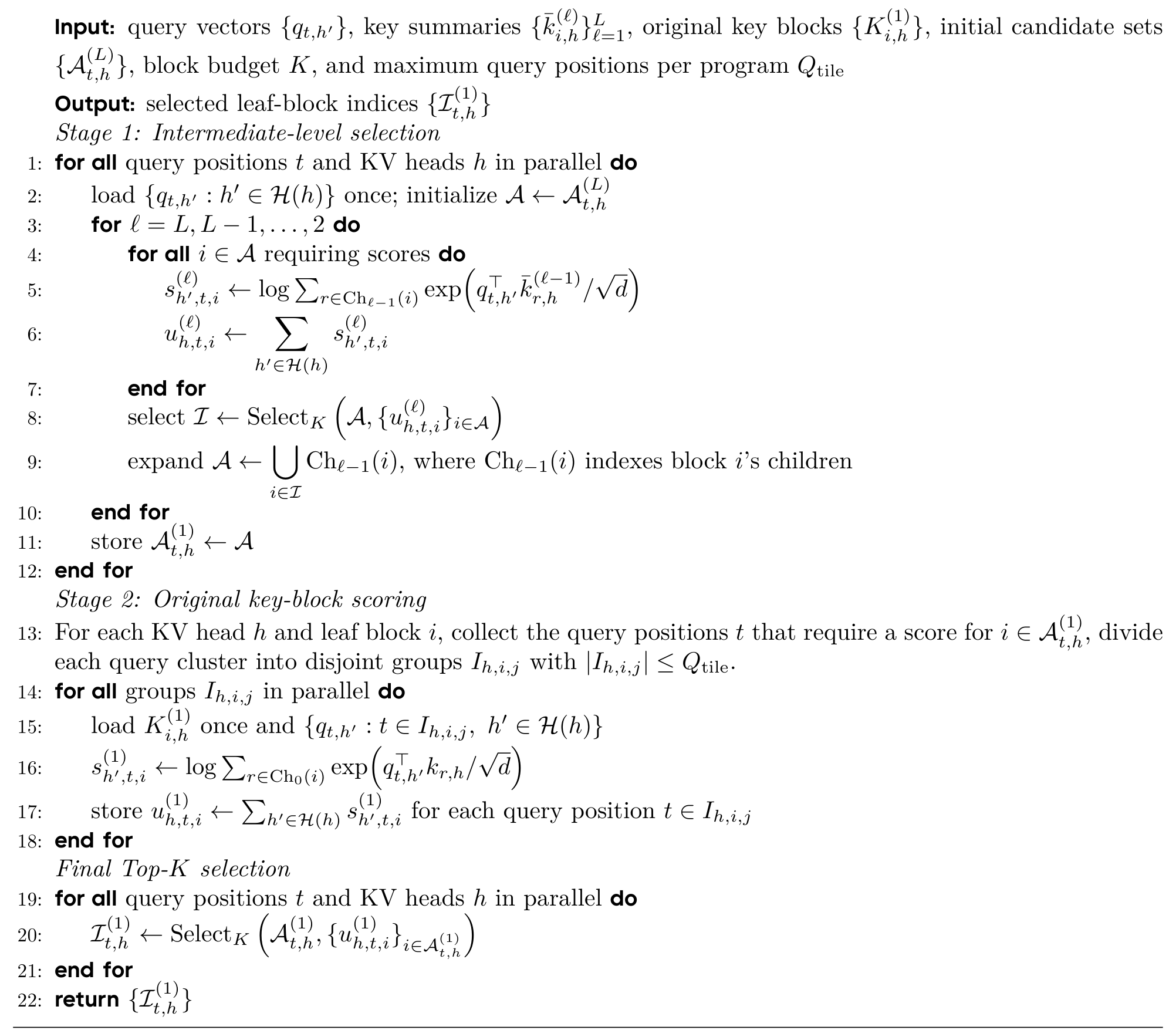 Algorithm 1 PISA 两阶段块选择算法